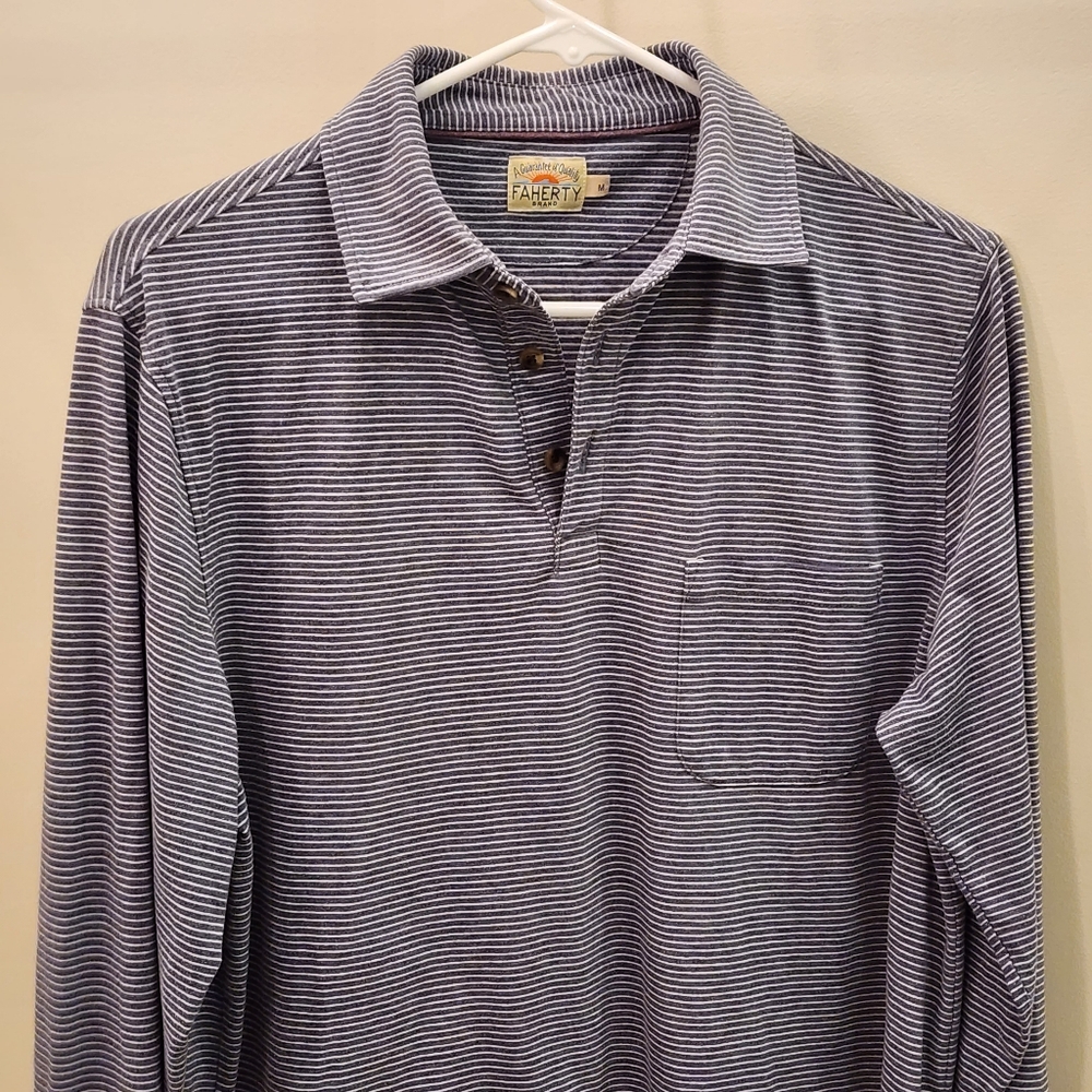 Faherty Reserve Long-Sleeve Polo | Medium | Perfect Condition